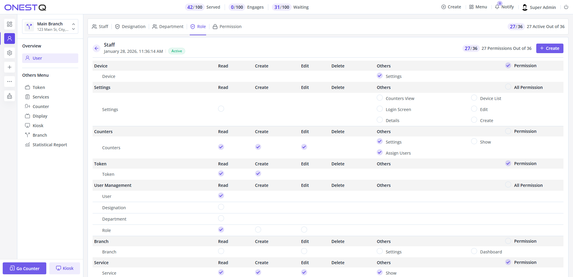 Assign permissions to role